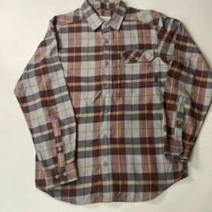 Columbia Casual Button Down Shirt in Brown and Gray Plaid